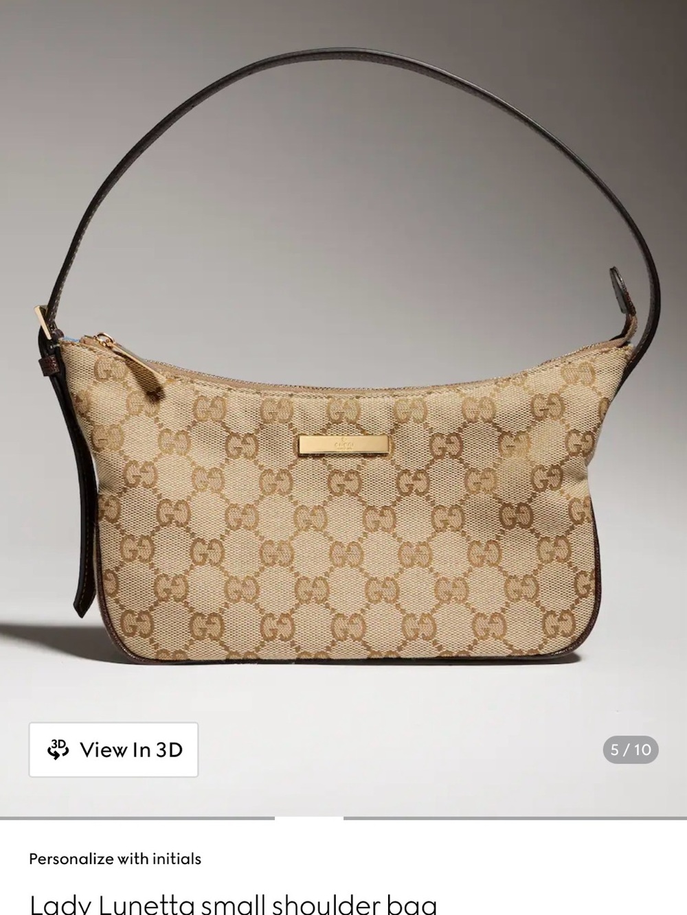 Gucci GG Supreme Canvas Shoulder Bag in beige and brown with gold hardware - Picture 8 of 9